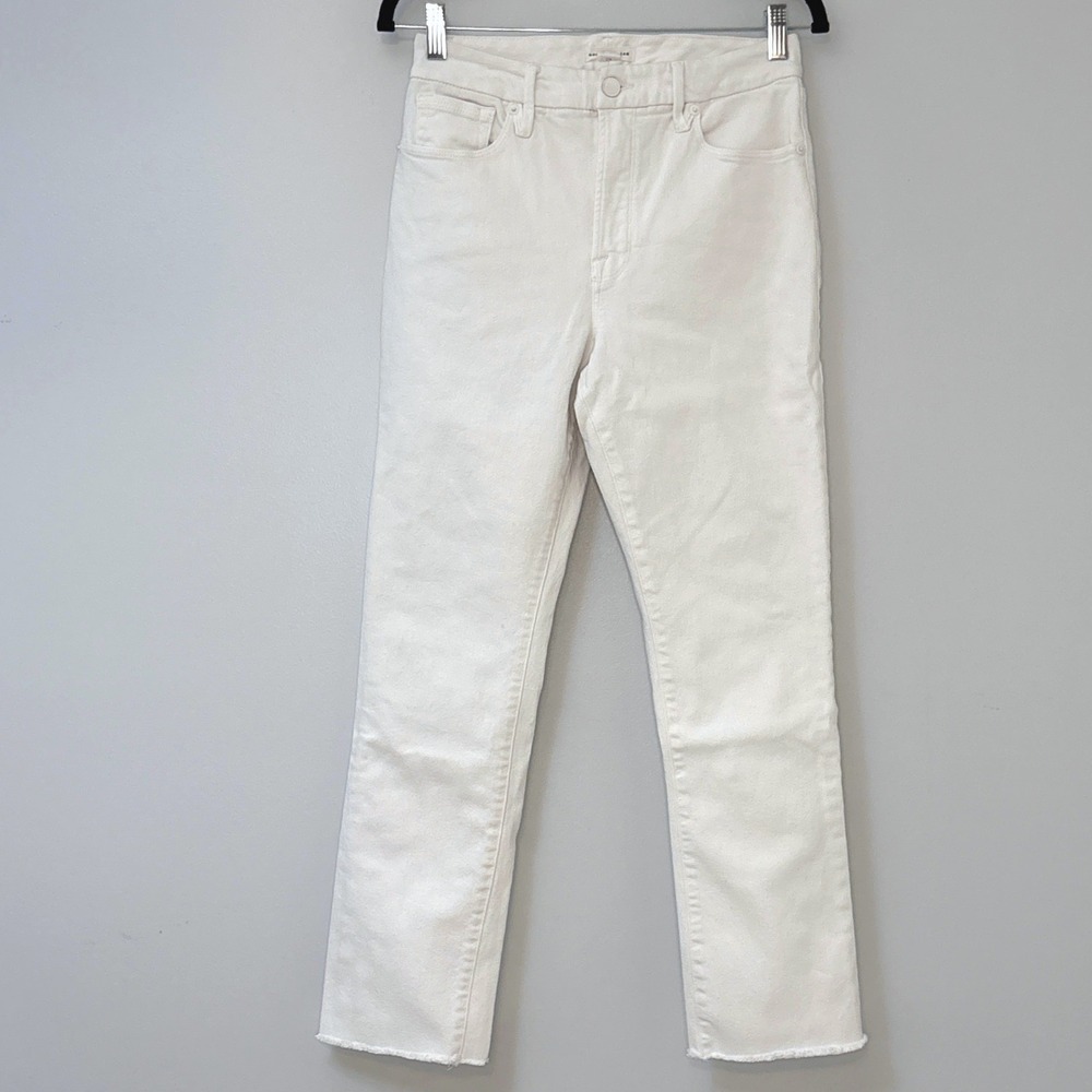Good American High Rise Good Straight White Raw Hem Jeans 8/29 - Picture 2 of 9